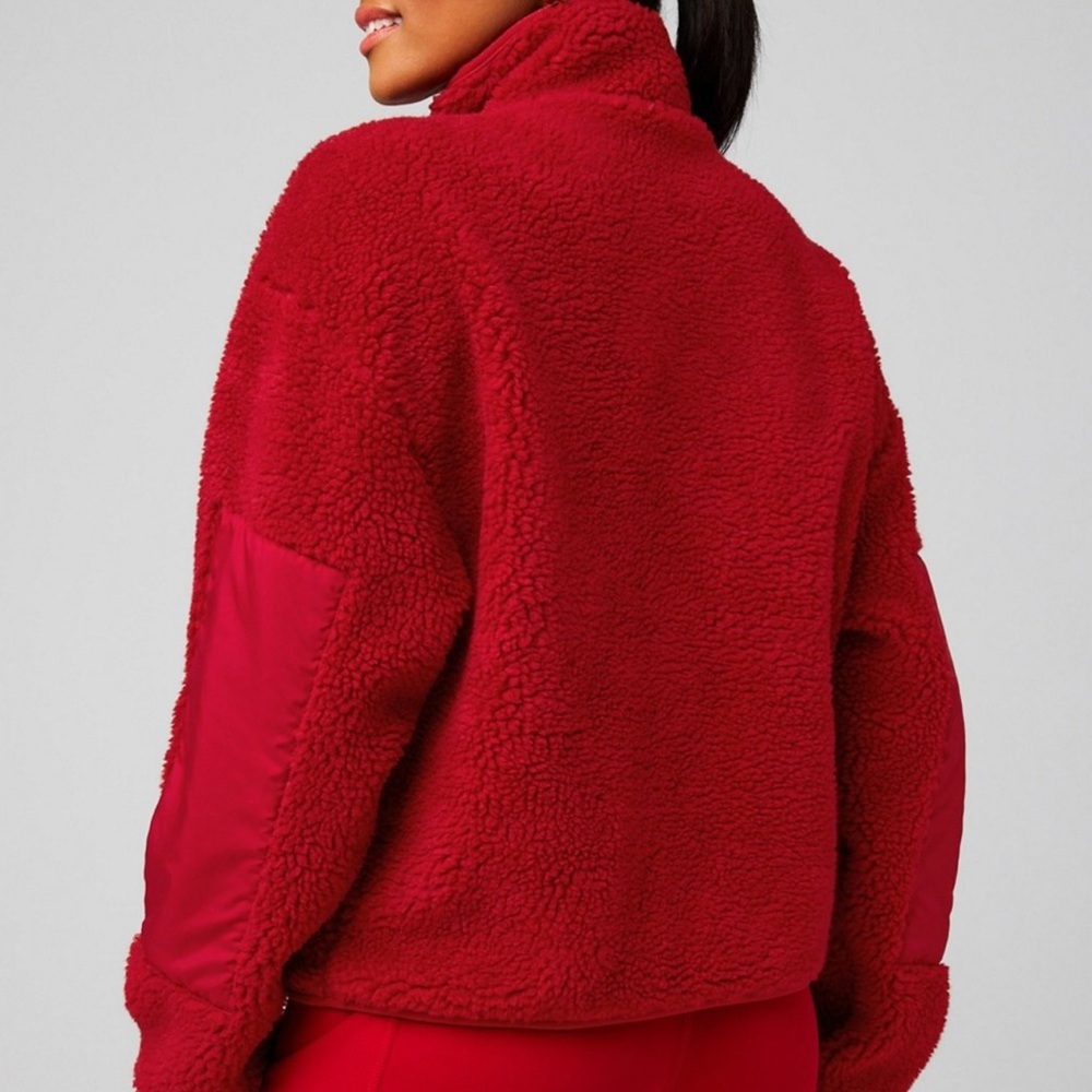 Fabletics Bold Red Teddy Jacket NWT - image 2
